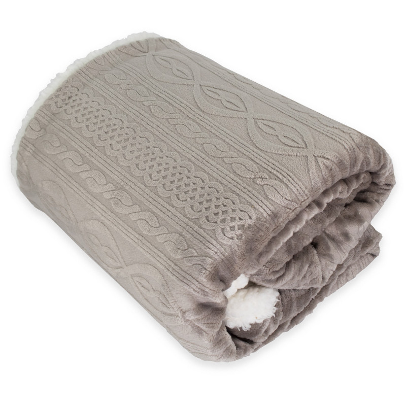 OSLO Plaid Divano in Pile da 440 gr mq con Retro Agnellato Lavorazione 3D Fiocco di Neve MOD. Oslo Grigio